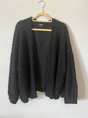 wild fable Black Plush Open-Front Cardigan